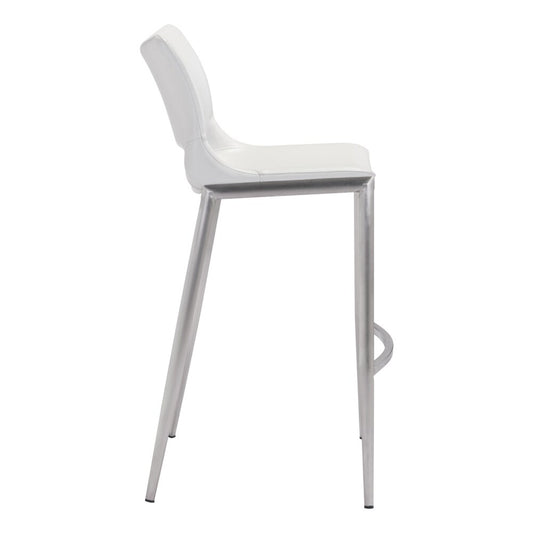 Zuo Modern - Ace Barstool (Set of 2) White & Silver - 101283 veiw 2