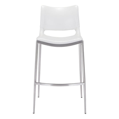 Zuo Modern - Ace Barstool (Set of 2) White & Silver - 101283 veiw 3