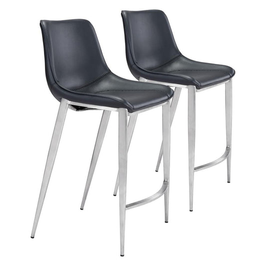 Zuo Modern - Magnus Counter Stool (Set of 2) Black & Silver - 101409 veiw 1