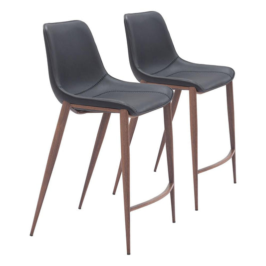 Zuo Modern - Magnus Counter Stool (Set of 2) Black & Walnut - 109935 veiw 1
