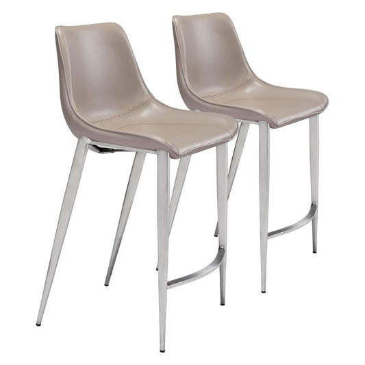 Zuo Modern - Magnus Counter Stool (Set of 2) Brown & Silver - 102028 veiw 1