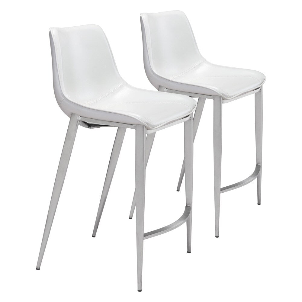 Zuo Modern - Magnus Counter Stool (Set of 2) White & Silver - 101408 veiw 1