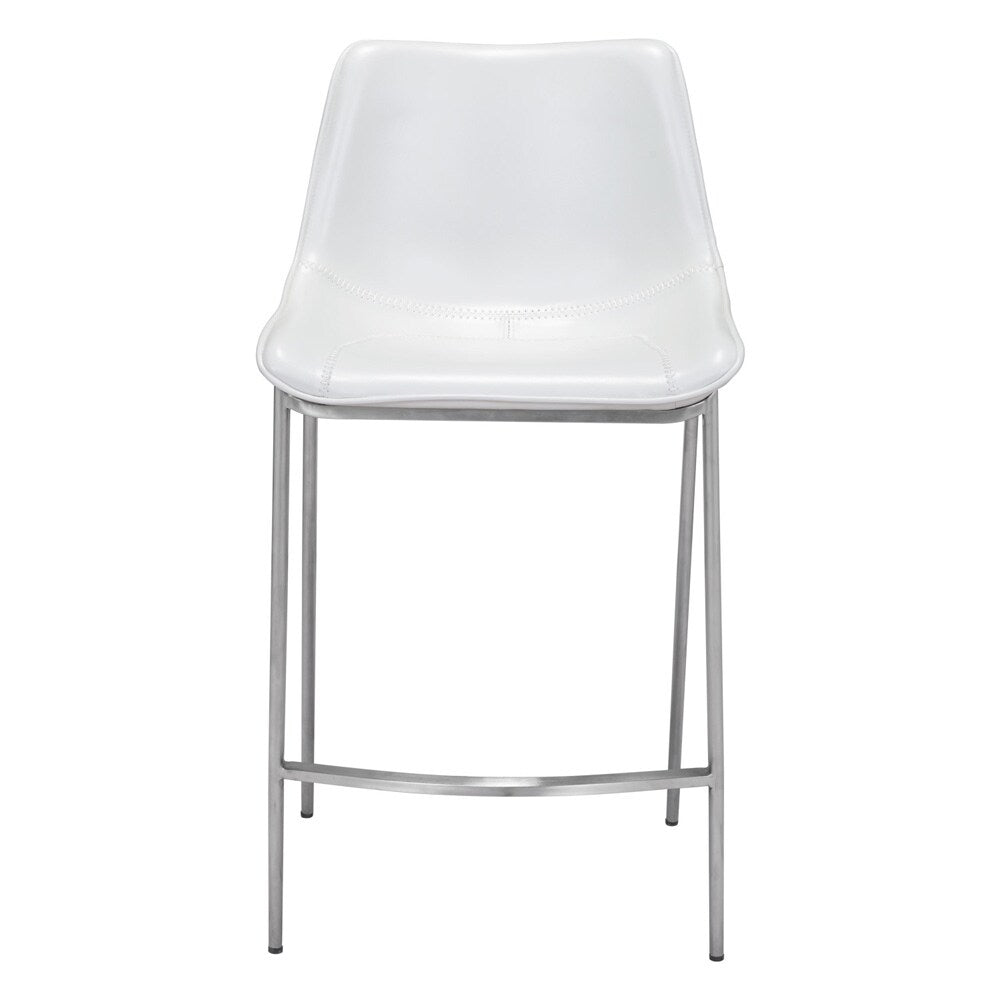 Zuo Modern - Magnus Counter Stool (Set of 2) White & Silver - 101408 veiw 3