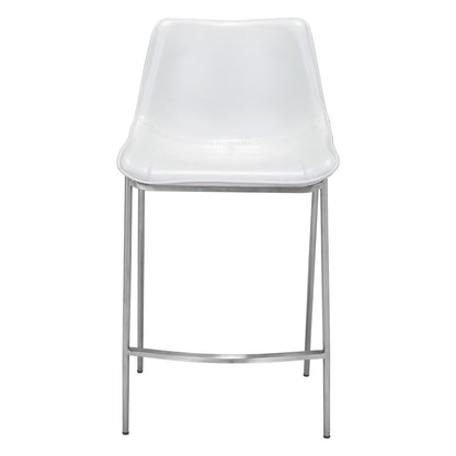 Zuo Modern - Magnus Counter Stool (Set of 2) White & Silver - 101408 veiw 3