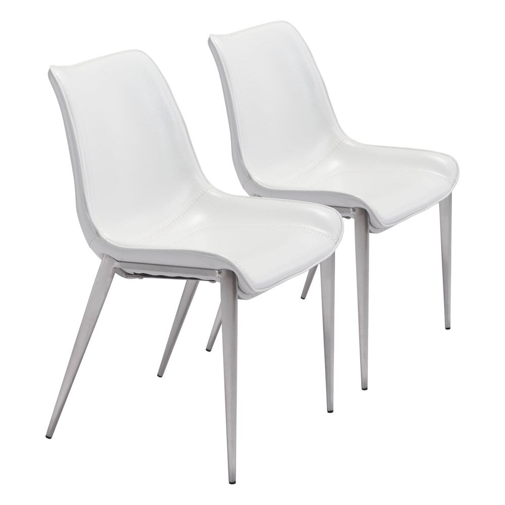 Zuo Modern - Magnus Dining Chair (Set of 2) White & Silver - 101270 veiw 1