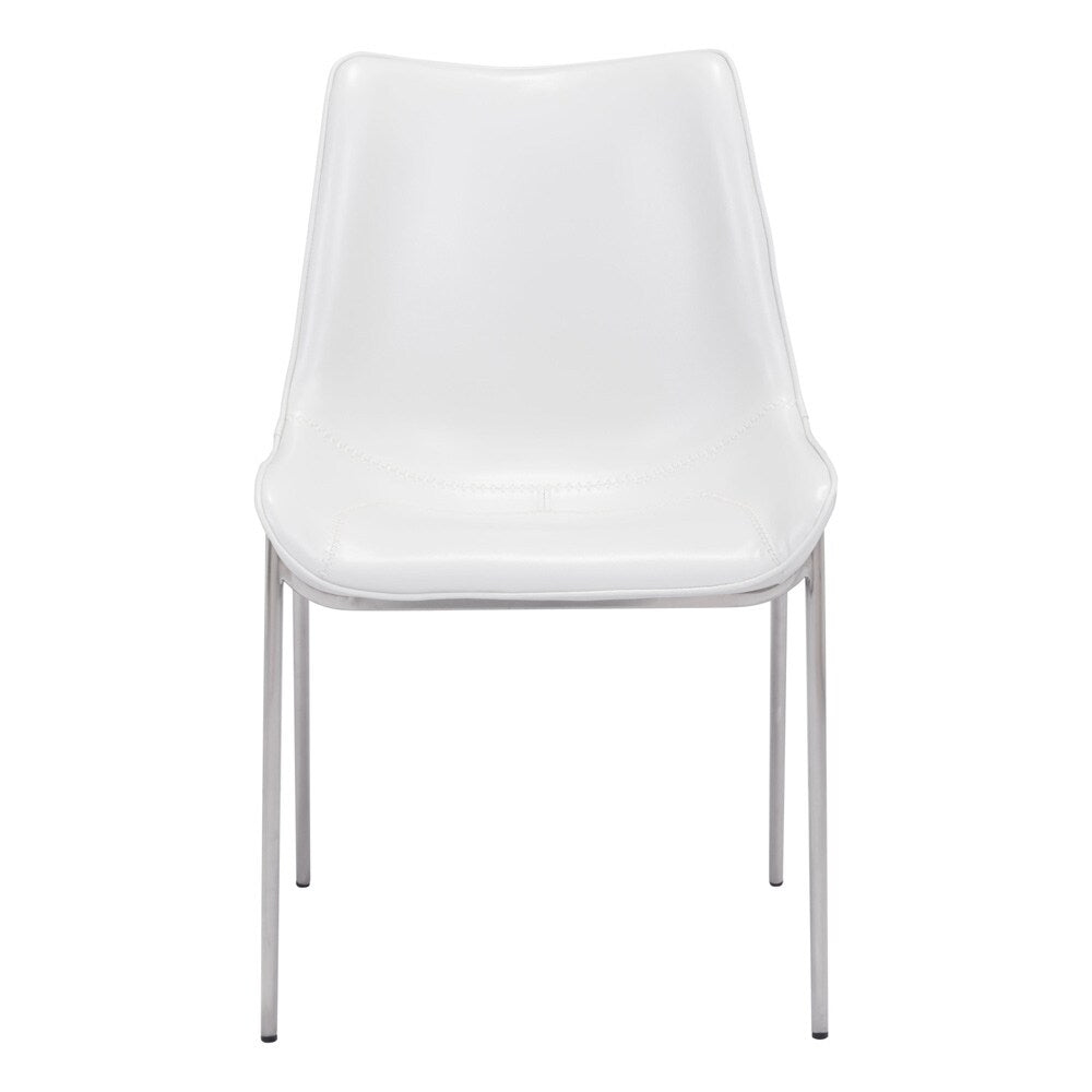 Zuo Modern - Magnus Dining Chair (Set of 2) White & Silver - 101270 veiw 3