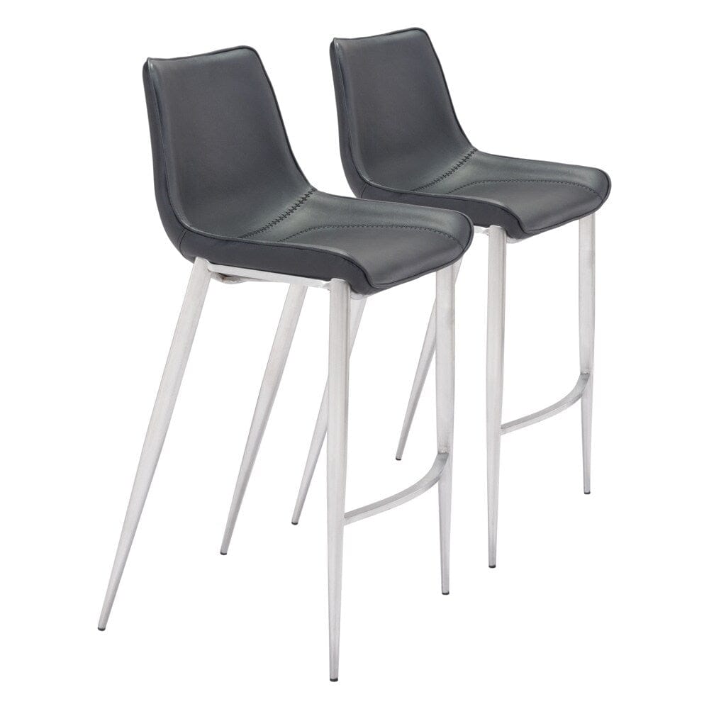 Zuo Modern - Magnus Barstool (Set of 2) Black & Silver - 101276 veiw 1