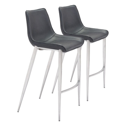 Zuo Modern - Magnus Barstool (Set of 2) Black & Silver - 101276 veiw 1