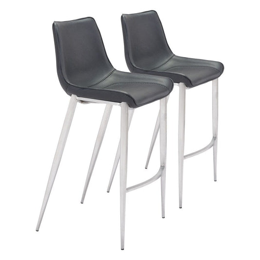 Zuo Modern - Magnus Barstool (Set of 2) Black & Silver - 101276 veiw 1