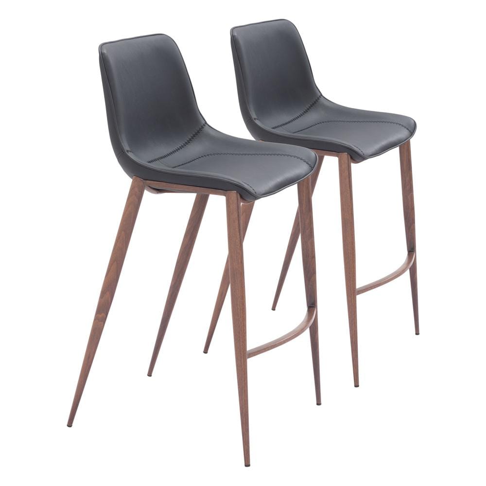 Zuo Modern - Magnus Barstool (Set of 2) Black & Walnut - 109937 veiw 1