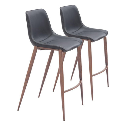 Zuo Modern - Magnus Barstool (Set of 2) Black & Walnut - 109937 veiw 1