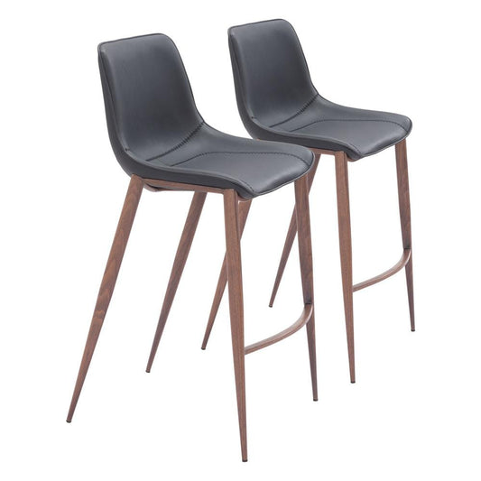 Zuo Modern - Magnus Barstool (Set of 2) Black & Walnut - 109937 veiw 1