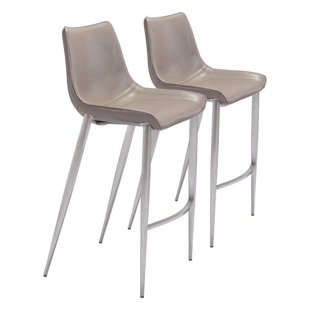 Zuo Modern - Magnus Barstool (Set of 2) Brown & Silver - 101274 veiw 1