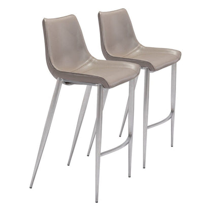 Zuo Modern - Magnus Barstool (Set of 2) Brown & Silver - 101274 veiw 1