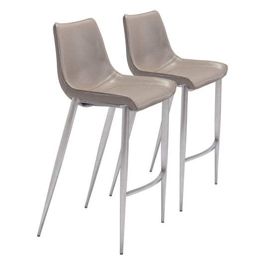 Zuo Modern - Magnus Barstool (Set of 2) Brown & Silver - 101274 veiw 1