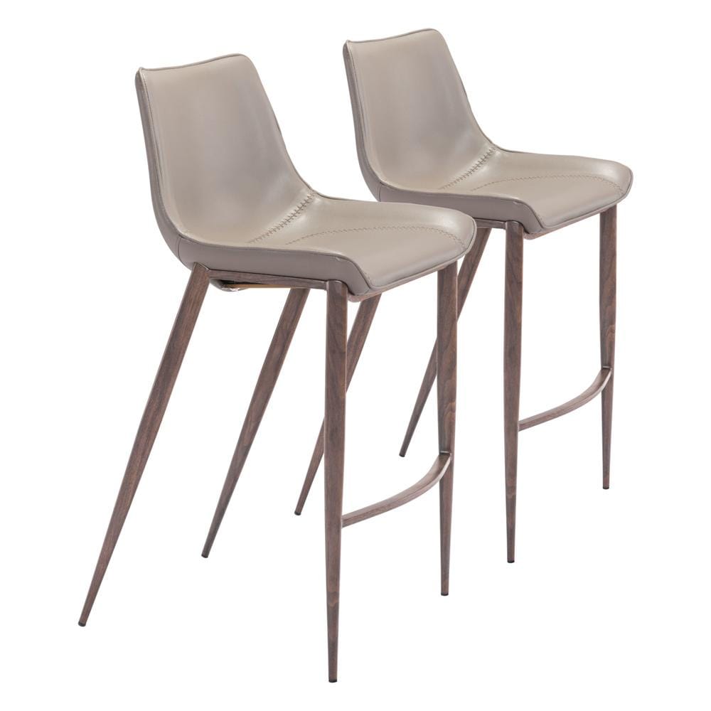 Zuo Modern - Magnus Barstool (Set of 2) Brown & Walnut - 101277 veiw 1