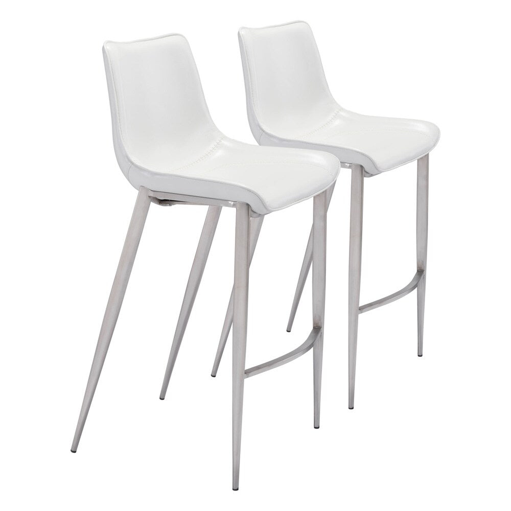 Zuo Modern - Magnus Barstool (Set of 2) White & Silver - 101275 veiw 1