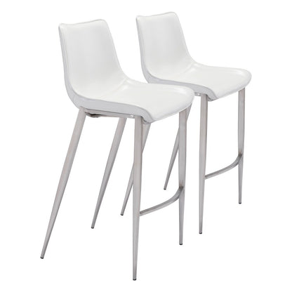 Zuo Modern - Magnus Barstool (Set of 2) White & Silver - 101275 veiw 1