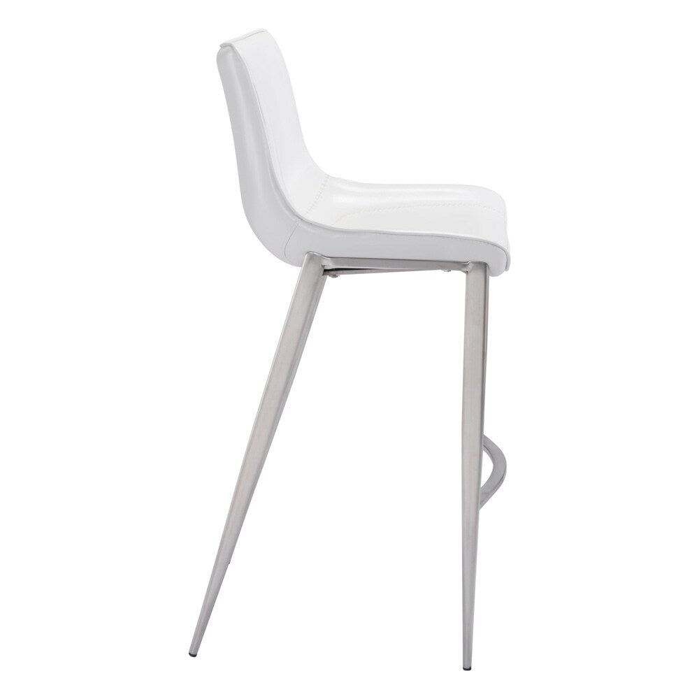 Zuo Modern - Magnus Barstool (Set of 2) White & Silver - 101275 veiw 2