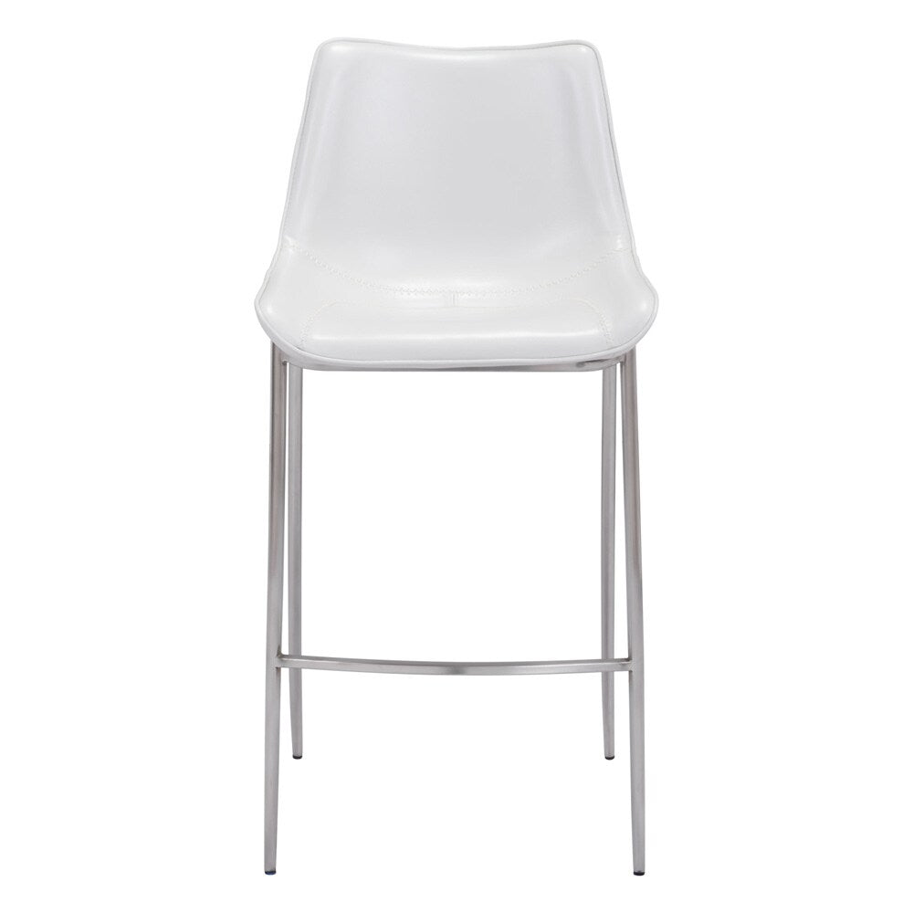 Zuo Modern - Magnus Barstool (Set of 2) White & Silver - 101275 veiw 3