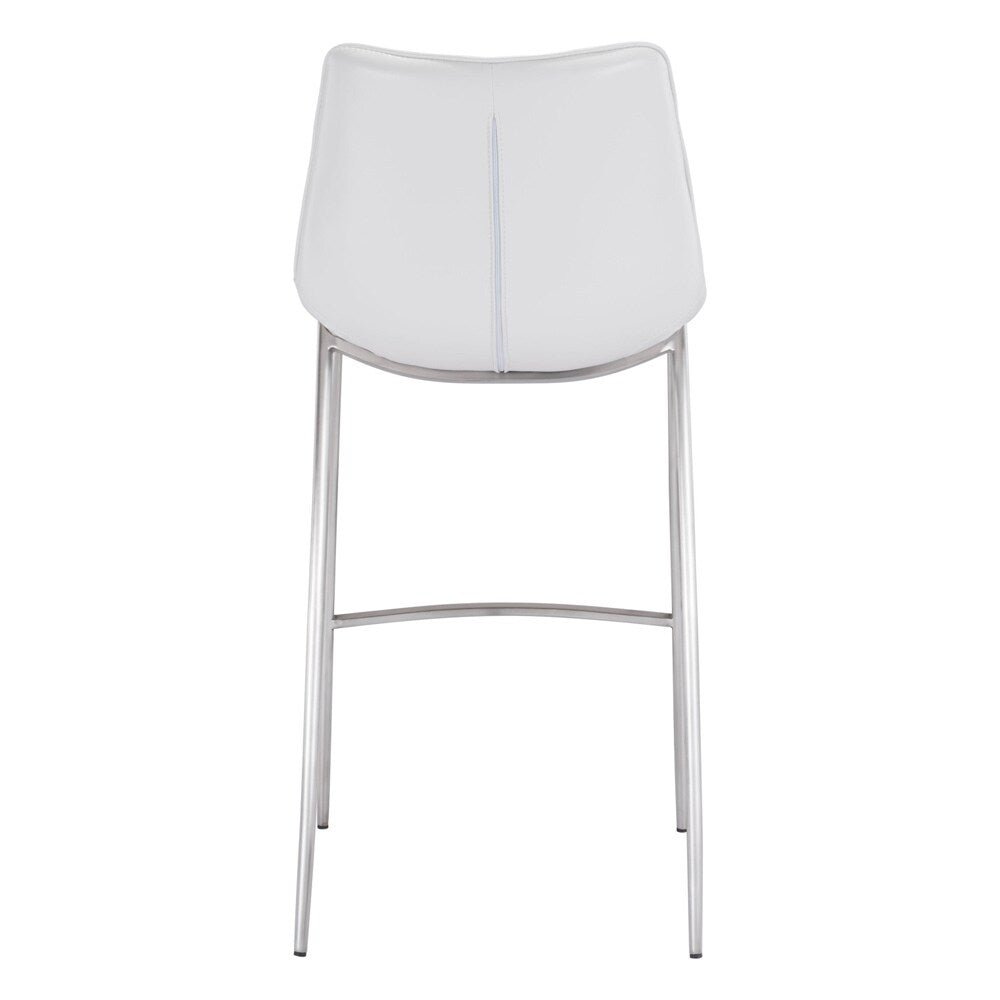 Zuo Modern - Magnus Barstool (Set of 2) White & Silver - 101275 veiw 4
