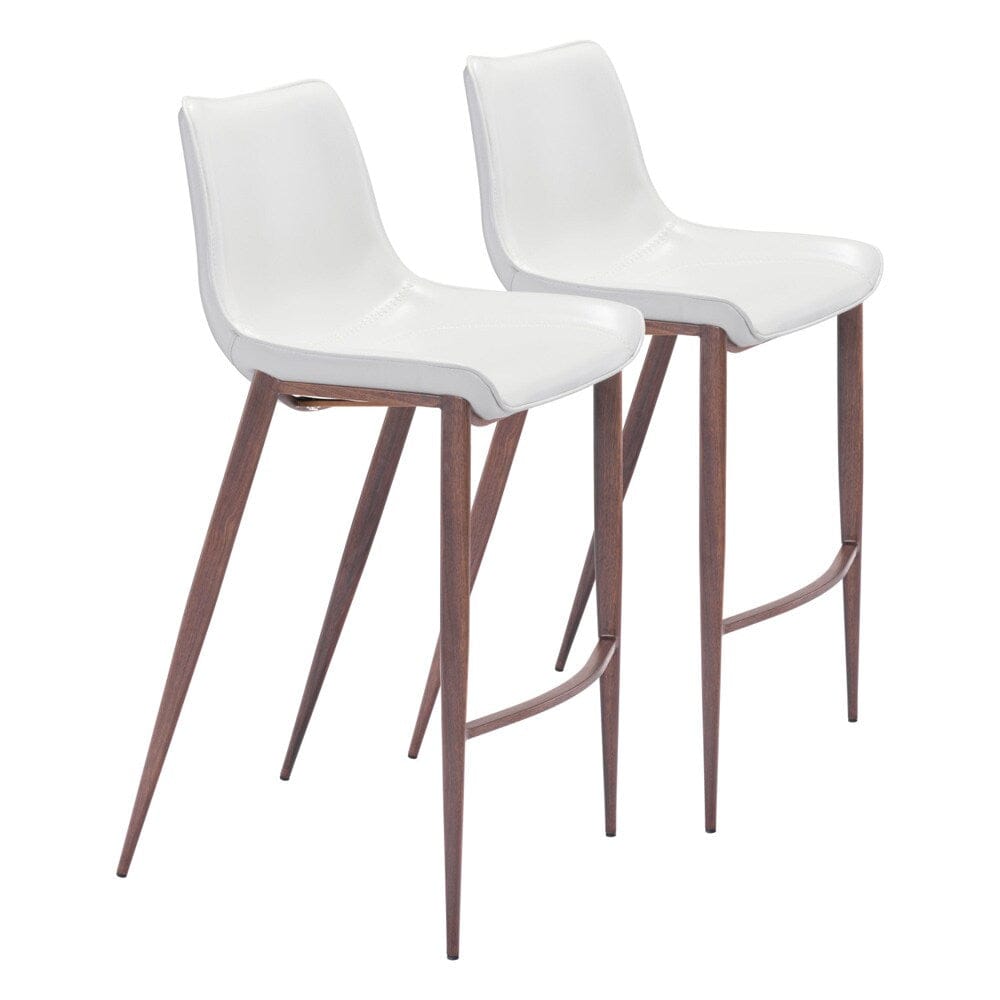 Zuo Modern - Magnus Barstool (Set of 2) White & Walnut - 101278 veiw 1