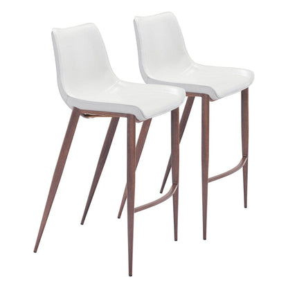 Zuo Modern - Magnus Barstool (Set of 2) White & Walnut - 101278 veiw 1