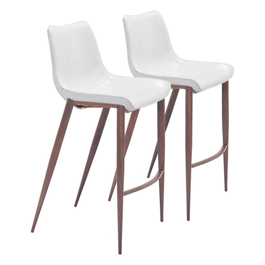 Zuo Modern - Magnus Barstool (Set of 2) White & Walnut - 101278 veiw 1