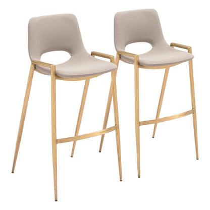Zuo Modern - Desi Barstool (Set of 2) Beige & Gold - 109735 veiw 1