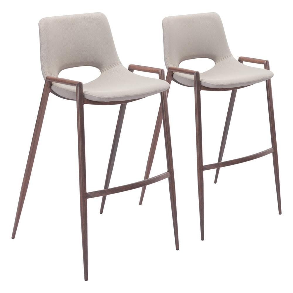 Zuo Modern - Desi Barstool (Set of 2) Beige & Walnut - 101699 veiw 1