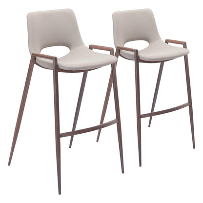 Zuo Modern - Desi Barstool (Set of 2) Beige & Walnut - 101699 veiw 1