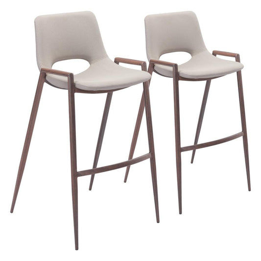 Zuo Modern - Desi Barstool (Set of 2) Beige & Walnut - 101699 veiw 1