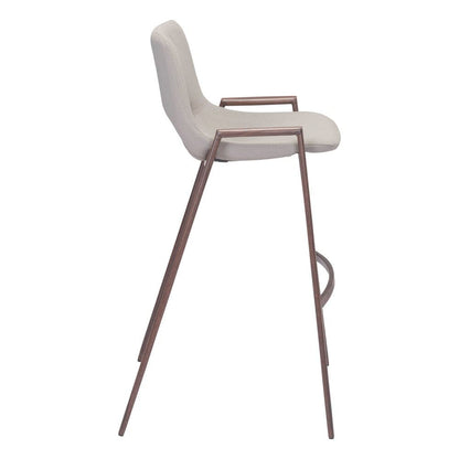 Zuo Modern - Desi Barstool (Set of 2) Beige & Walnut - 101699 veiw 2