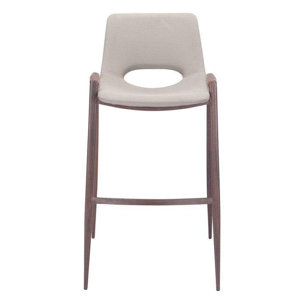 Zuo Modern - Desi Barstool (Set of 2) Beige & Walnut - 101699 veiw 3