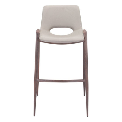 Zuo Modern - Desi Barstool (Set of 2) Beige & Walnut - 101699 veiw 3