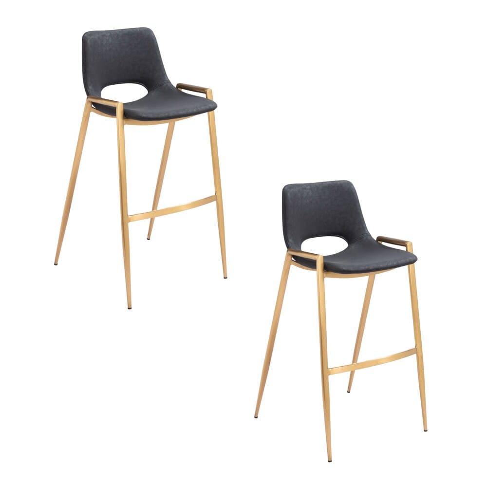 Zuo Modern - Desi Barstool (Set of 2) Black & Gold - 109555 veiw 1