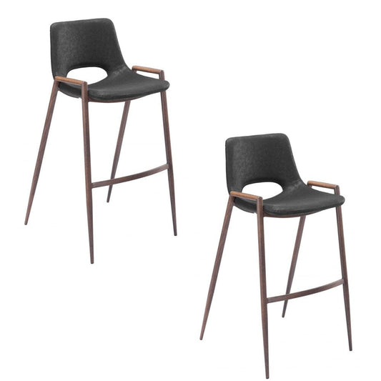 Zuo Modern - Desi Barstool (Set of 2) Black & Walnut - 101697 veiw 1