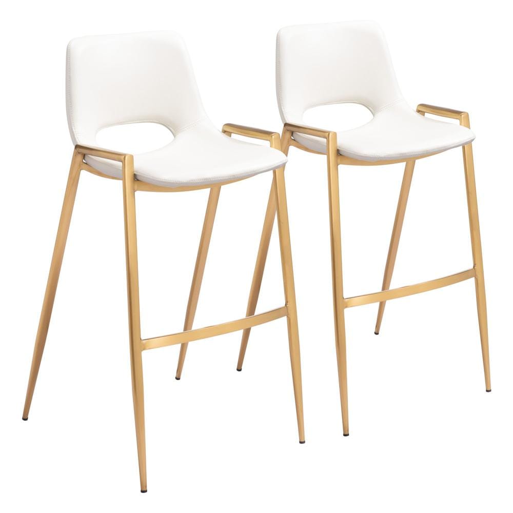 Zuo Modern - Desi Barstool (Set of 2) White & Gold - 109556 veiw 1