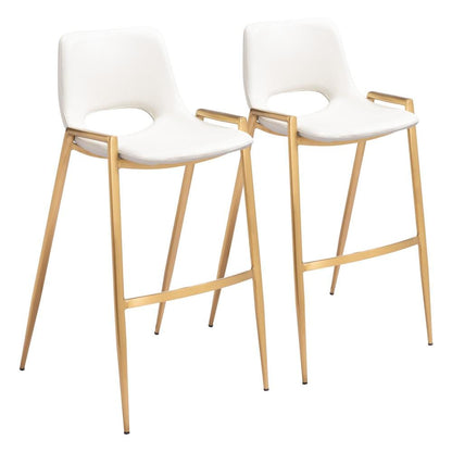 Zuo Modern - Desi Barstool (Set of 2) White & Gold - 109556 veiw 1