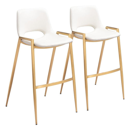 Zuo Modern - Desi Barstool (Set of 2) White & Gold - 109556 veiw 1