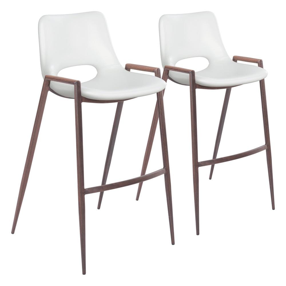 Zuo Modern - Desi Barstool (Set of 2) White & Walnut - 109070 veiw 1