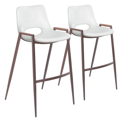 Zuo Modern - Desi Barstool (Set of 2) White & Walnut - 109070 veiw 1