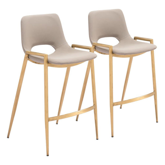 Zuo Modern - Desi Counter Stool (Set of 2) Beige & Gold - 109733 veiw 1