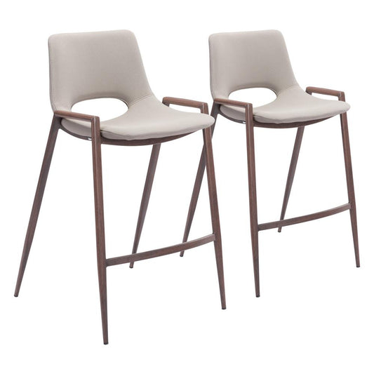 Zuo Modern - Desi Counter Stool (Set of 2) Beige & Walnut - 101693 veiw 1