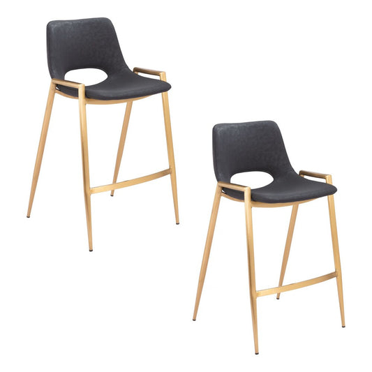 Zuo Modern - Desi Counter Stool (Set of 2) Black & Gold - 109552 veiw 1