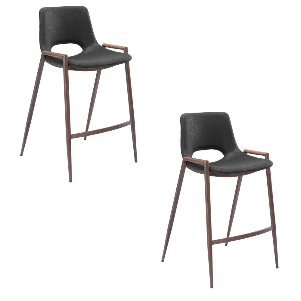 Zuo Modern - Desi Counter Stool (Set of 2) Black & Walnut - 101691 veiw 1