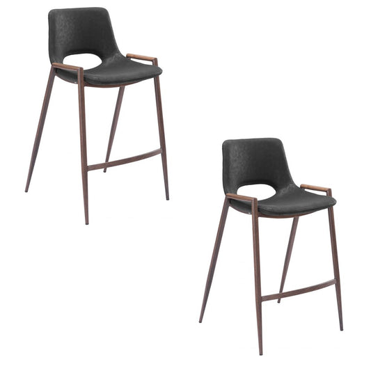 Zuo Modern - Desi Counter Stool (Set of 2) Black & Walnut - 101691 veiw 1