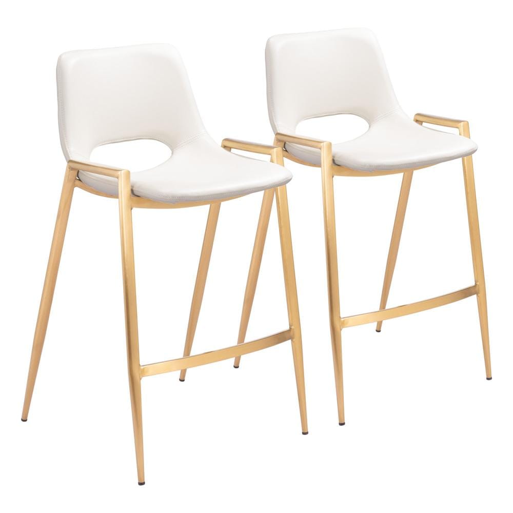 Zuo Modern - Desi Counter Stool (Set of 2) White & Gold - 109553 veiw 1