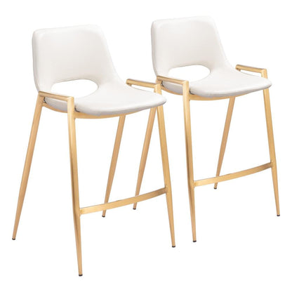 Zuo Modern - Desi Counter Stool (Set of 2) White & Gold - 109553 veiw 1