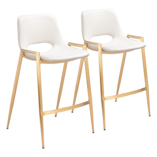 Zuo Modern - Desi Counter Stool (Set of 2) White & Gold - 109553 veiw 1